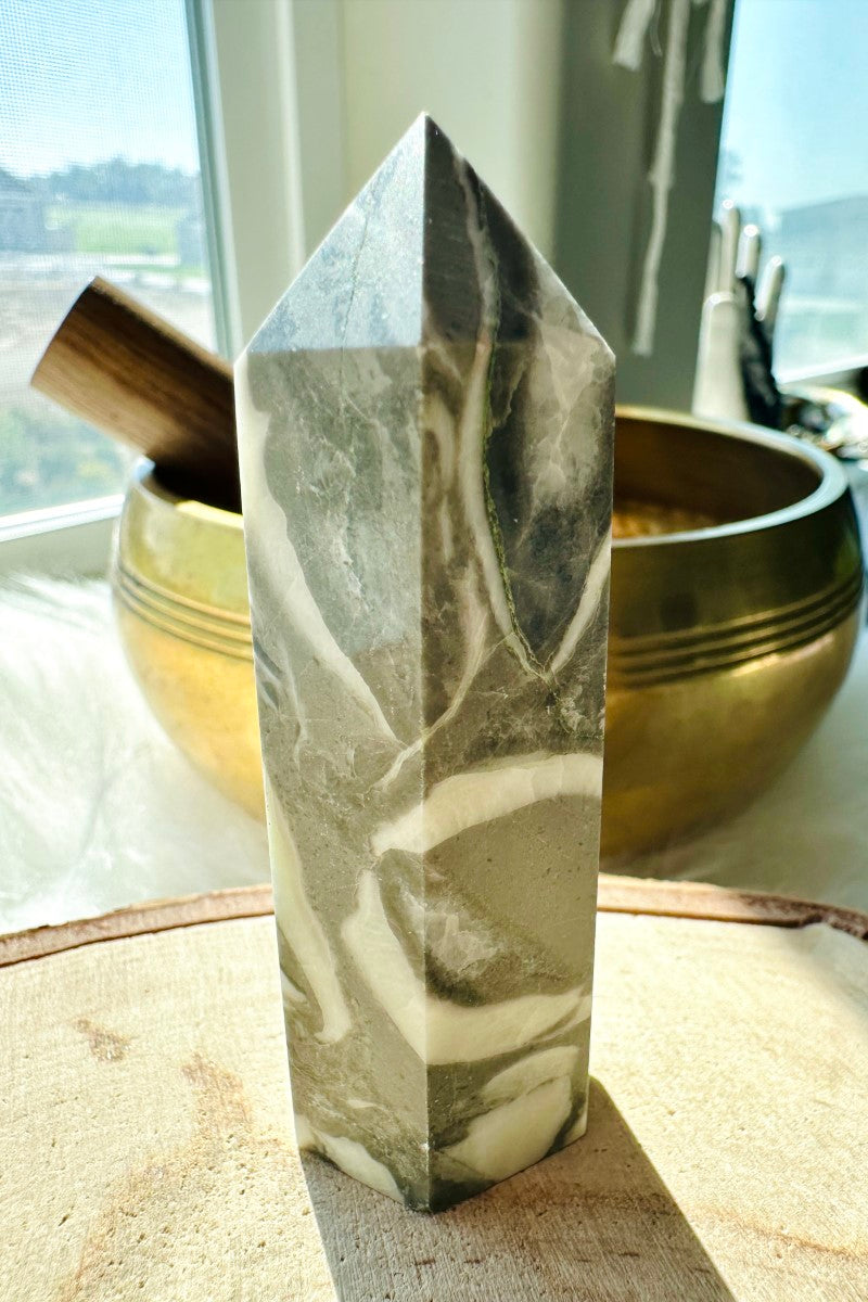 High quality Shell Jasper Stone Tower - Tall Mineral Point - Thousand Eye Stone