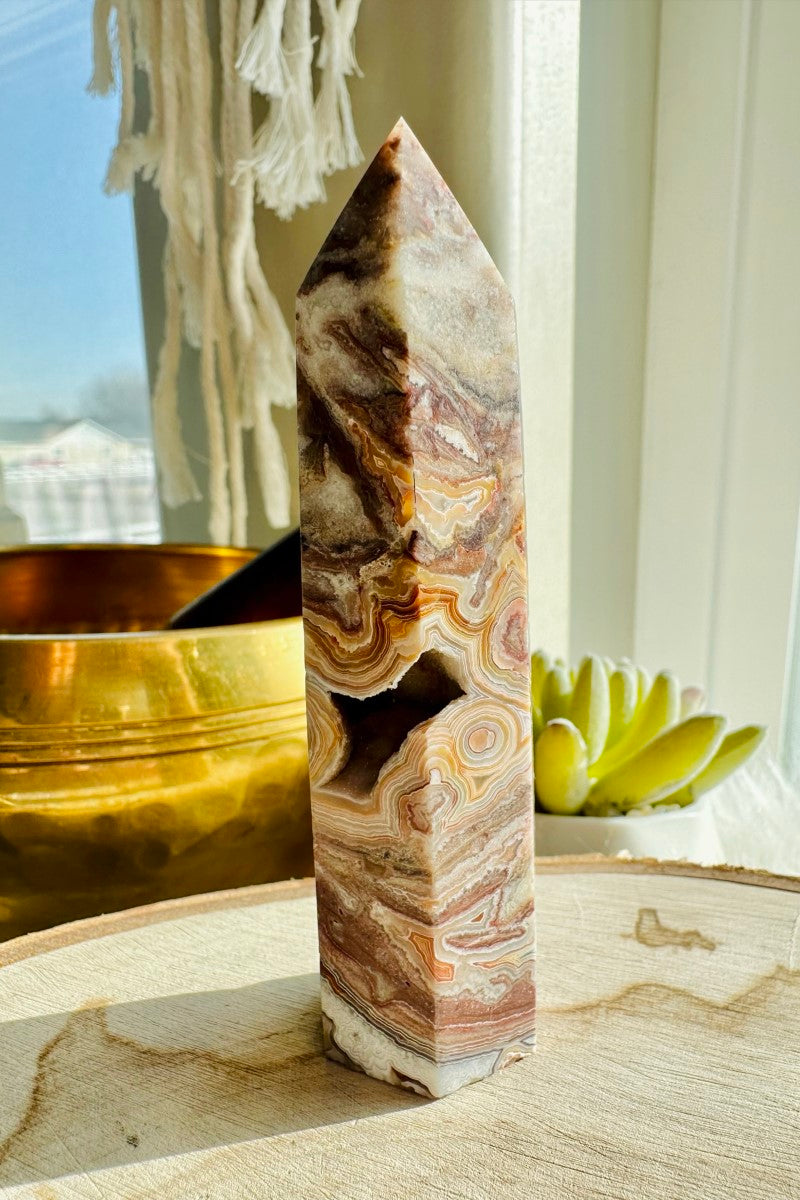 Laguna Lace Agate Tower | Kylee's Crystals