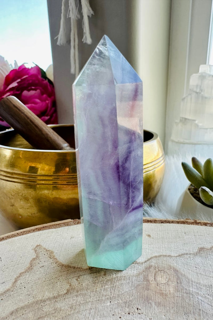 Purple and Green Fluorite Tower 001