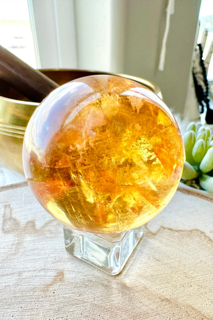 Optical Honey Calcite Sphere 001