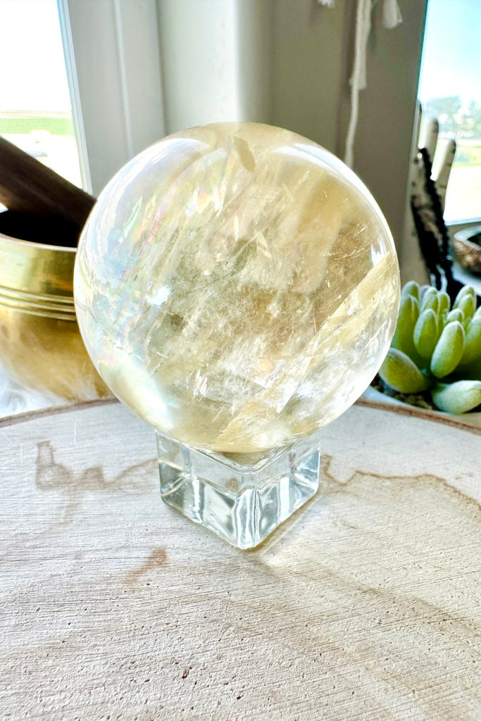 Optical Honey Calcite Sphere 002