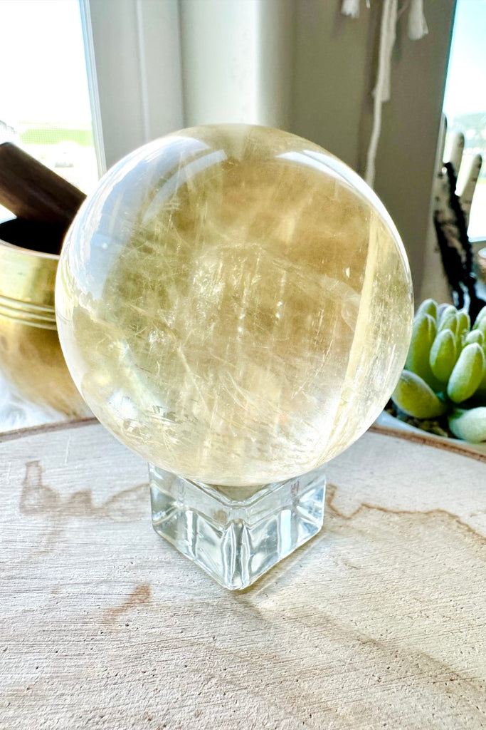 Optical Honey Calcite Sphere 002