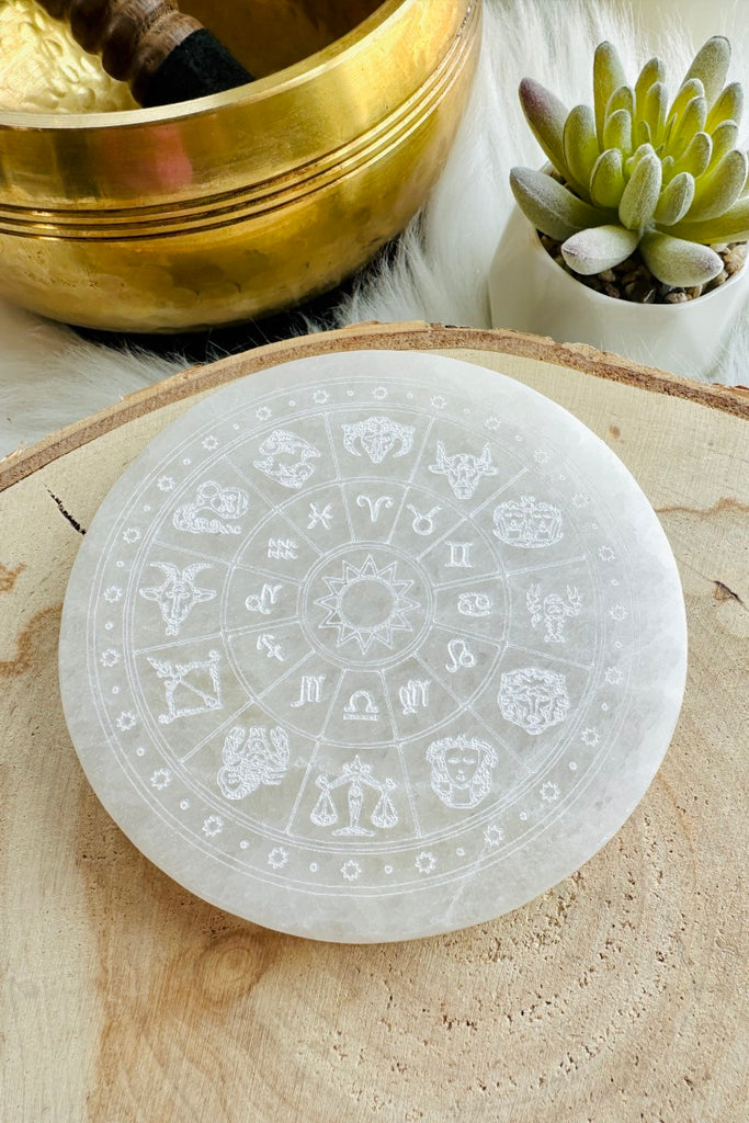 Selenite Zodiac Plate