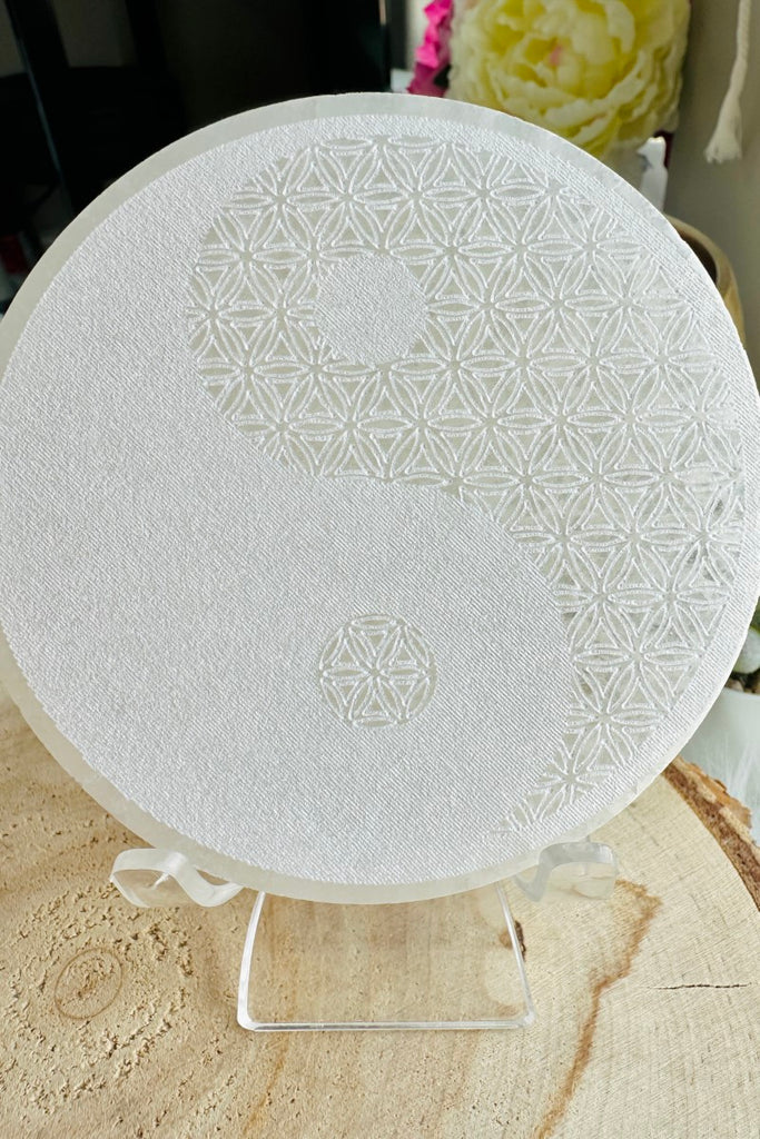 Selenite Yin Yang Plate