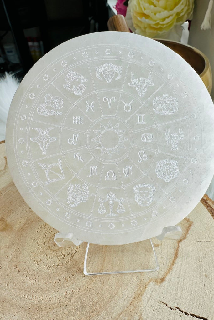 Selenite Zodiac Plate