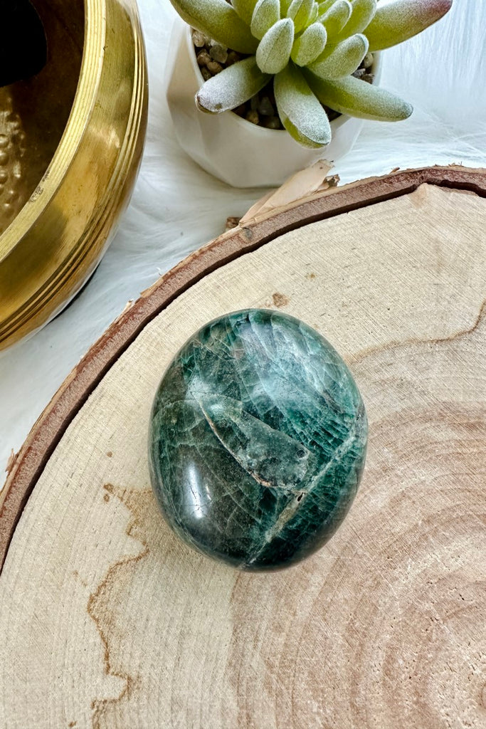 Green Apatite Palm Stone