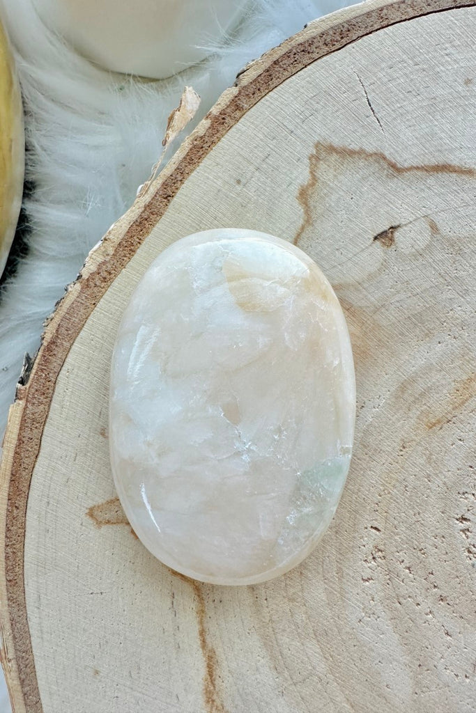 Stilbite with Apophyllite Palm Stone 003