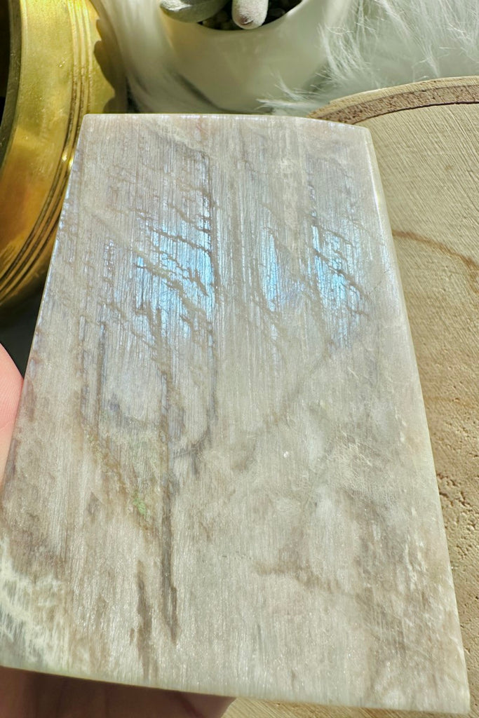 Moonstone with Sunstone (Belomorite) Freeform Slab 002