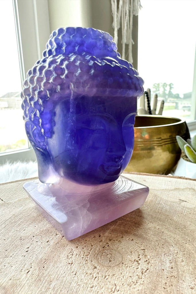 Indigo Fluorite Buddha Head