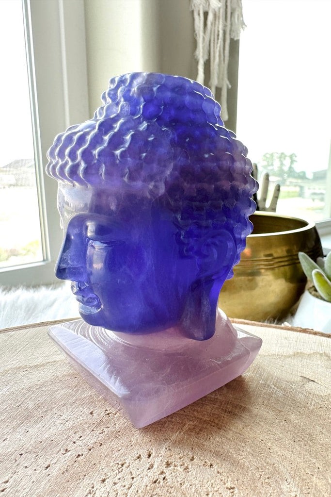 Indigo Fluorite Buddha Head