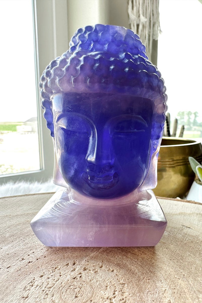 Indigo Fluorite Buddha Head