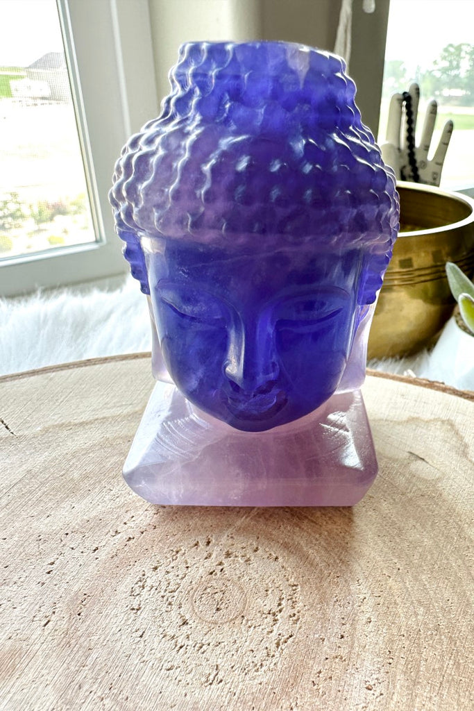 Indigo Fluorite Buddha Head