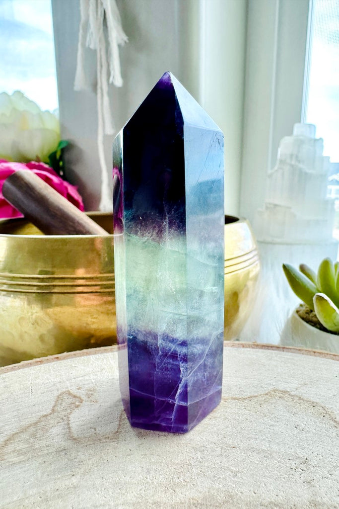 Purple and Green Fluorite Tower 001