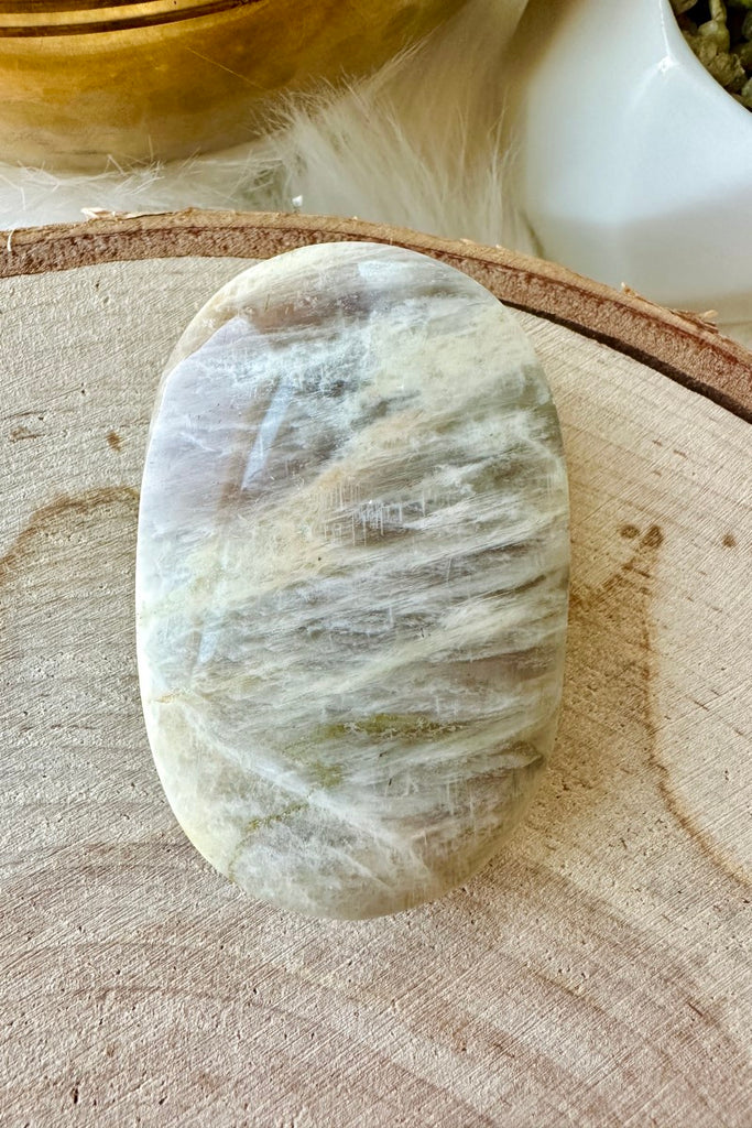 Moonstone with Sunstone (Belomorite) Palm Stone 001