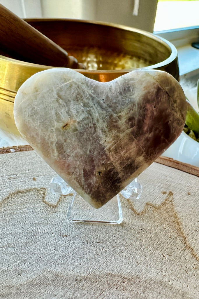 Moonstone with Sunstone (Belomorite) Heart