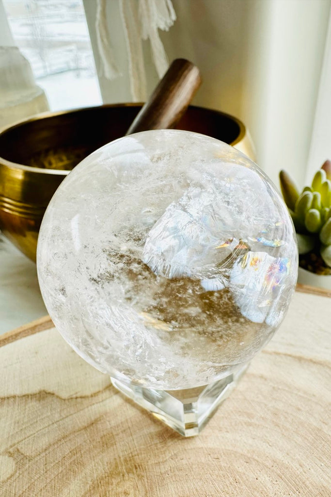 Clear Quartz Sphere with Rainbows