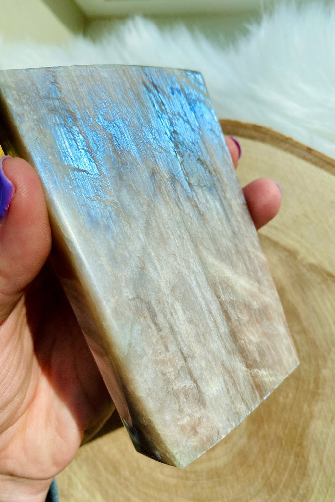 Moonstone with Sunstone (Belomorite) Freeform Slab