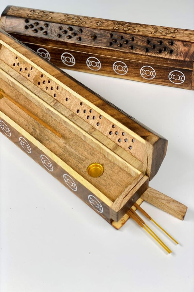 Wood Coffin Incense Box Burner
